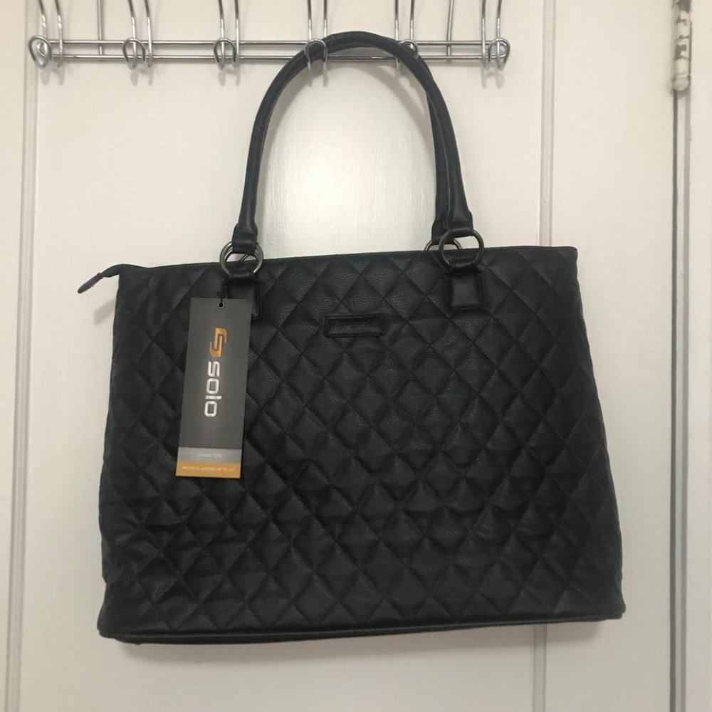 Black Quilted Padded Laptop Bag